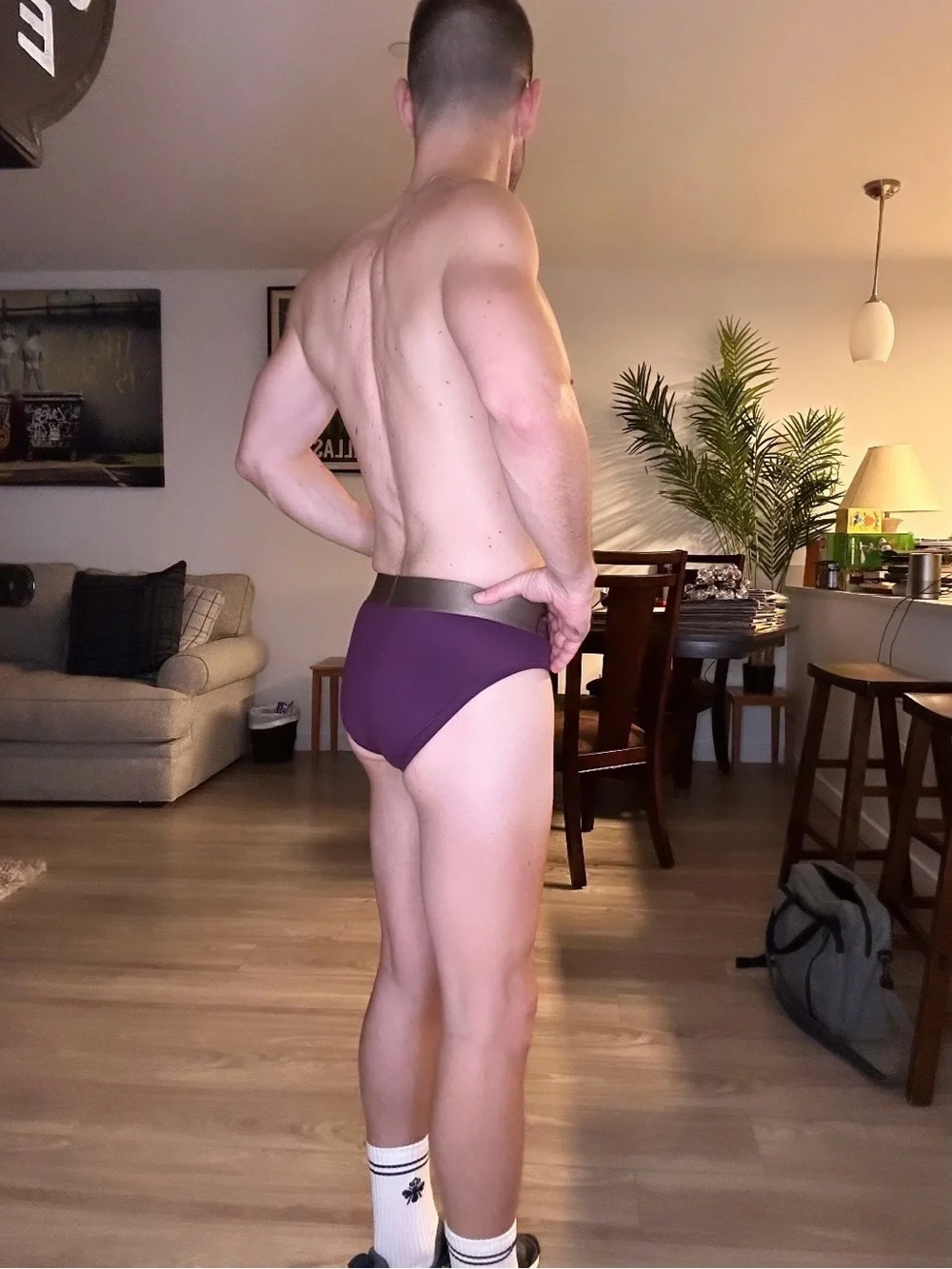Calvin Klein Men's Briefs - Plum with Black Waistband